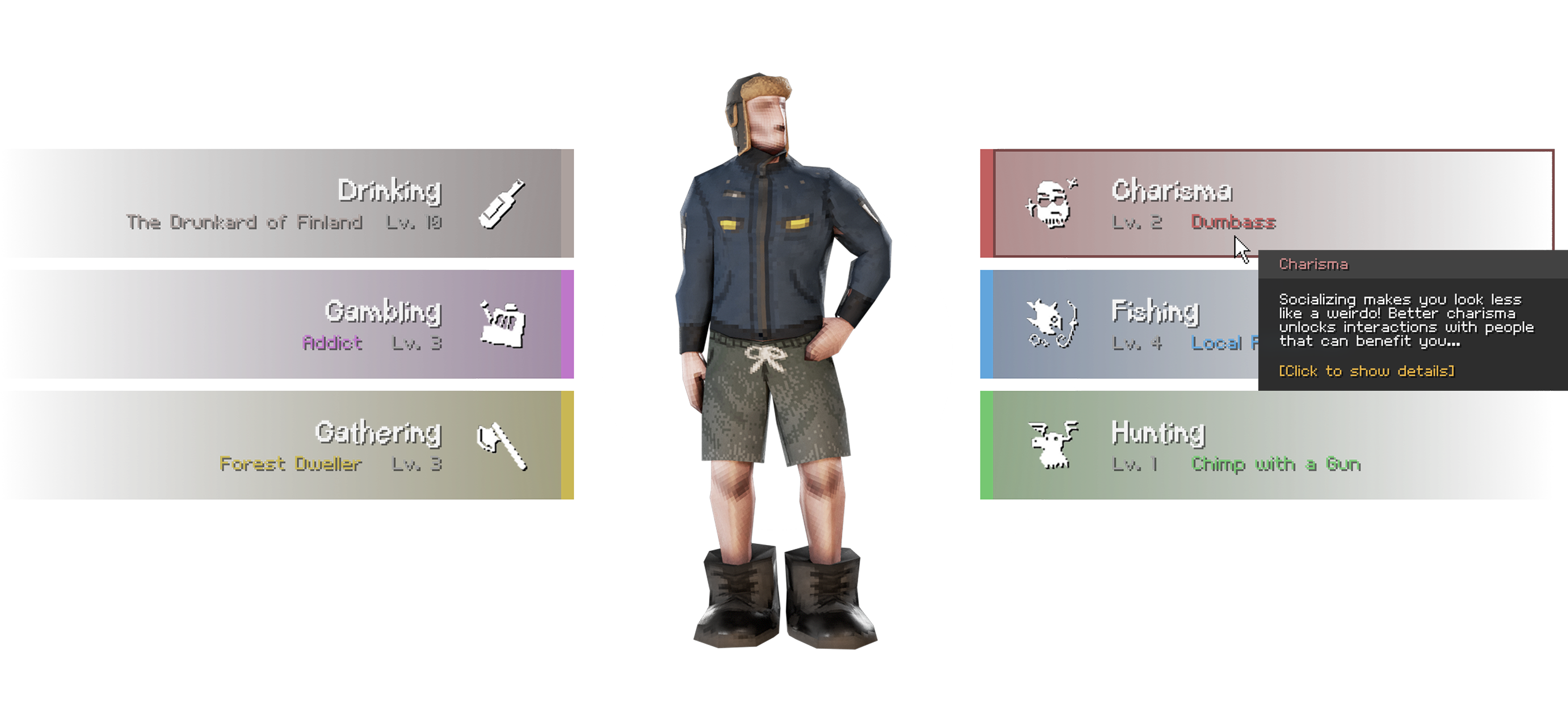 Character with skill icons